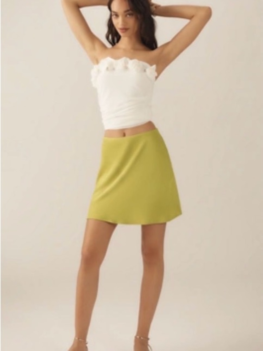 Anthropologie Tilda Mini Slip Skirt - Zest